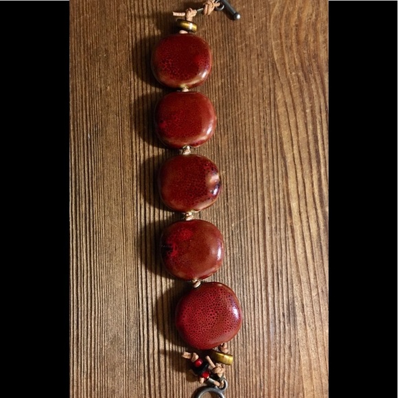 Ceramic Bead Ladies Bracelet,  Large Beaded Ladies Bracelet,  Handmade Jewelry - Picture 5 of 5